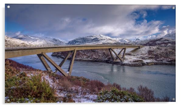 Winter at Kylesku Bridge in the Scottish Highlands Acrylic by Andrew Briggs