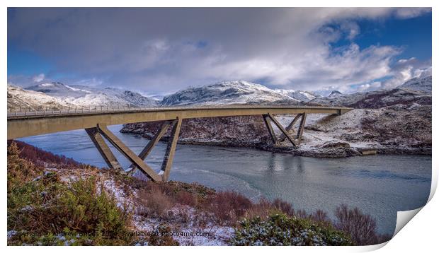 Winter at Kylesku Bridge in the Scottish Highlands Print by Andrew Briggs