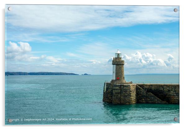 Castle Breakwater lighthouse in St Peter Port, Guernsey, Channel Islands Acrylic by Delphimages Art