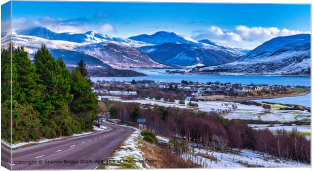 Winter in Ullapool in the northern highlands of Sc Canvas Print by Andrew Briggs
