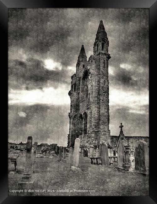 moodiness at saint andrews b&w shot Framed Print by dale rys (LP)
