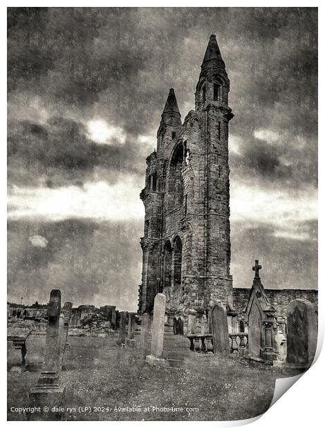 moodiness at saint andrews b&w shot Print by dale rys (LP)