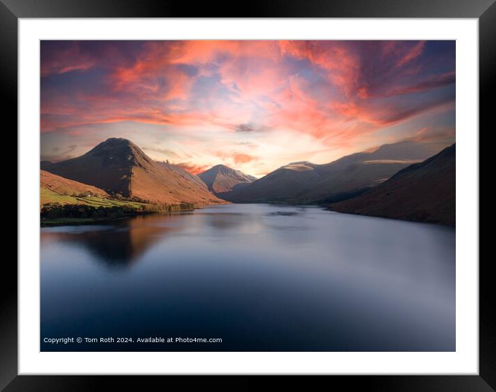 Beautiful aerial photograph of Lake Wastwater and Mountains at sunset Framed Mounted Print by Tom Roth
