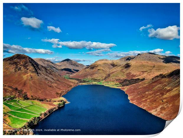 Wastwater Lake and Scafell Pike Print by Tom Roth
