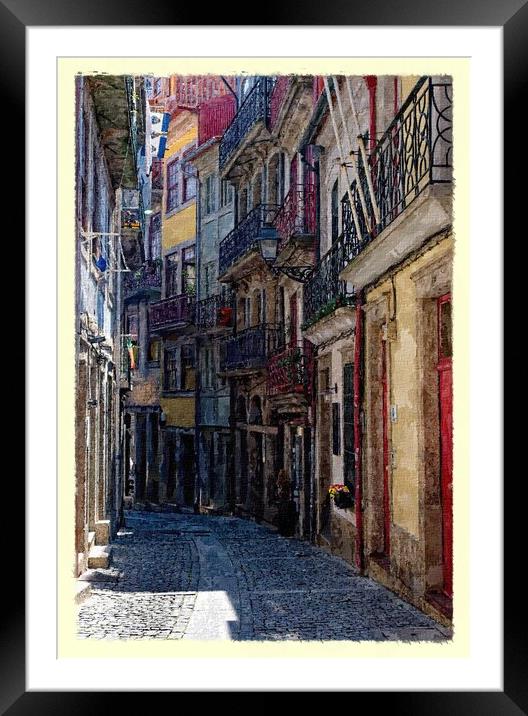  A lane in Porto, Portugal Framed Mounted Print by Steve Painter