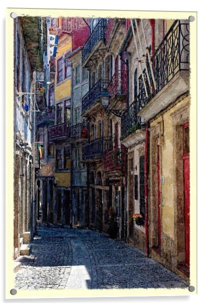  A lane in Porto, Portugal Acrylic by Steve Painter
