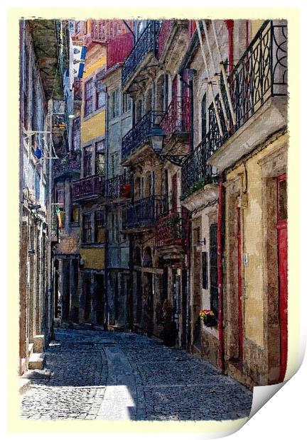  A lane in Porto, Portugal Print by Steve Painter
