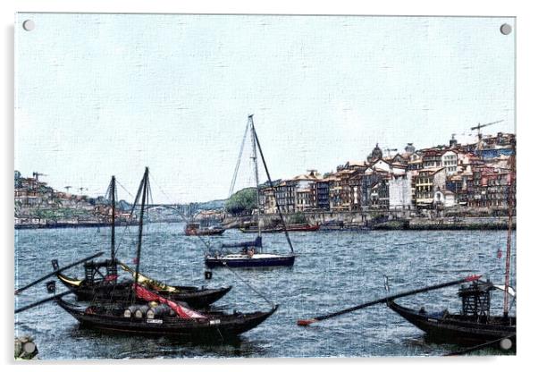 Porto cityscape Acrylic by Steve Painter