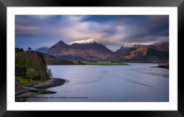 Soft evening light over the Pap of the Glencoe in  Framed Mounted Print by Andrew Briggs