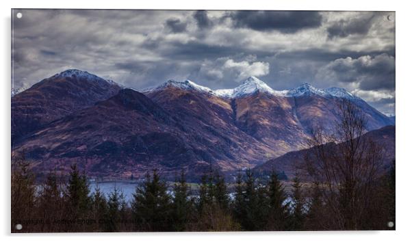 The Five Sisters of Kintail in the Highlands of Sc Acrylic by Andrew Briggs