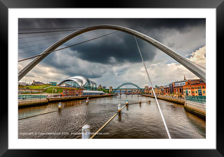 Storm over the Tyne - Gateshead and Newcastle Framed Mounted Print by Cass Castagnoli