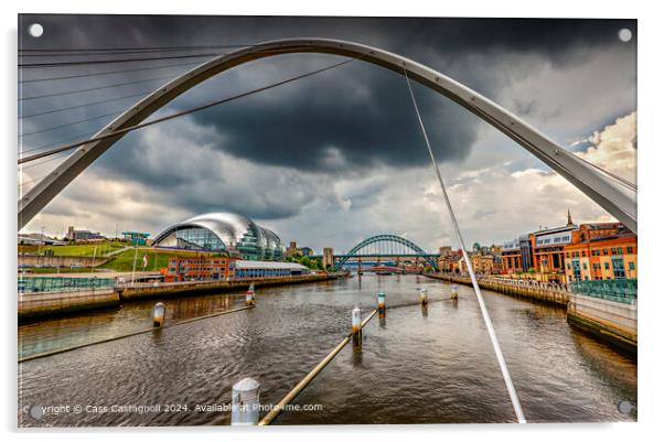 Storm over the Tyne - Gateshead and Newcastle Acrylic by Cass Castagnoli