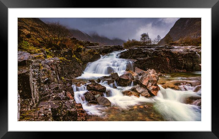 The Clachaig Falls in Glencoe Scotland on a moody day Framed Mounted Print by Andrew Briggs