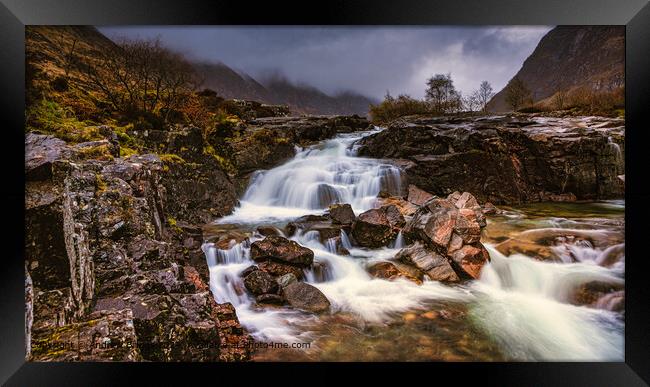 The Clachaig Falls in Glencoe Scotland on a moody day Framed Print by Andrew Briggs