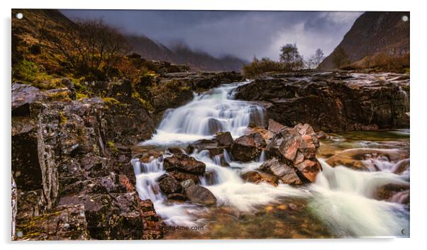 The Clachaig Falls in Glencoe Scotland on a moody day Acrylic by Andrew Briggs
