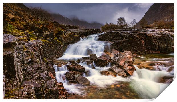 The Clachaig Falls in Glencoe Scotland on a moody day Print by Andrew Briggs