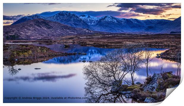 Rannoch Moor Sunset in the Highlands of Scotland Print by Andrew Briggs