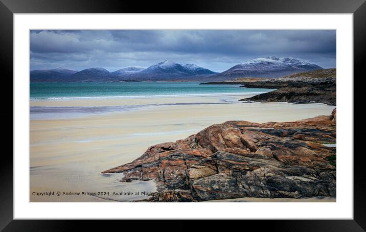 Luskentyre Beach seascape, Isle of Harris, Scotland Framed Mounted Print by Andrew Briggs