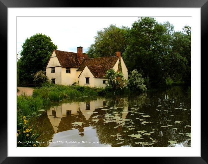 Historic Willy Lott's house with reflection in mil Framed Mounted Print by Stephen Hamer
