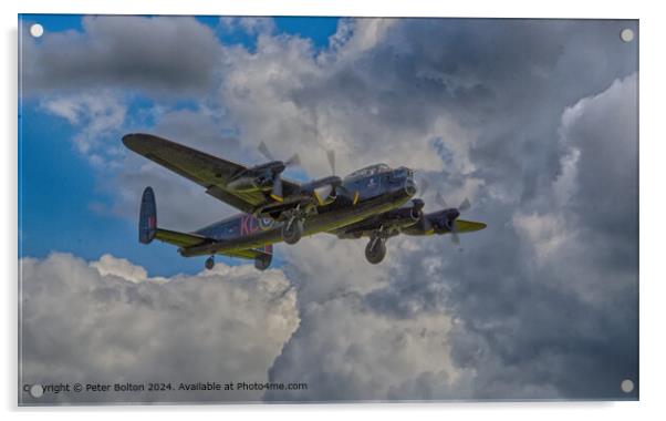 Battle of Britain Memorial Flight. Avro Lancaster 'City of Lincoln'. Acrylic by Peter Bolton