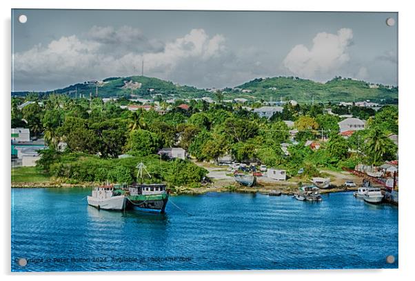 Boatyard near Kingstown, St Vincent and the Grenadines Acrylic by Peter Bolton
