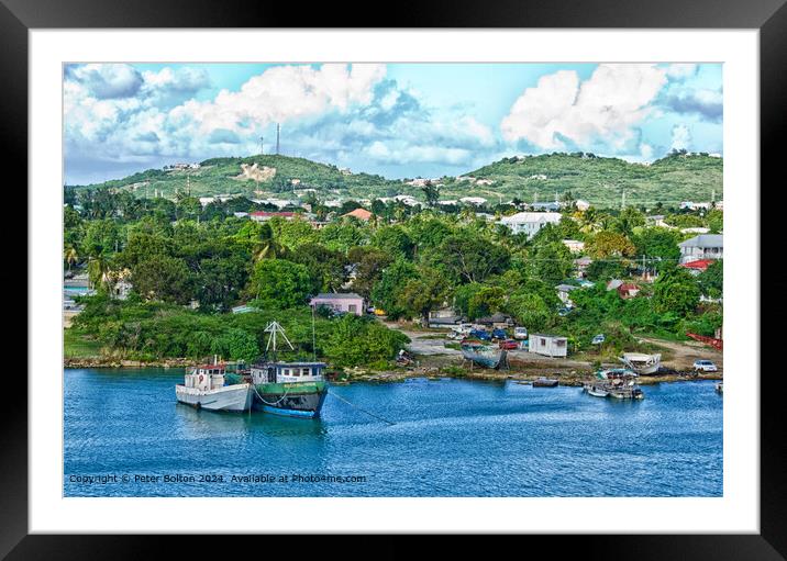 A boat yard near Kingstown, St. Vincent and the Grenadines. Framed Mounted Print by Peter Bolton
