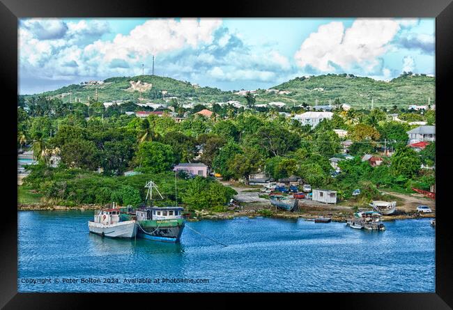 A boat yard near Kingstown, St. Vincent and the Grenadines. Framed Print by Peter Bolton