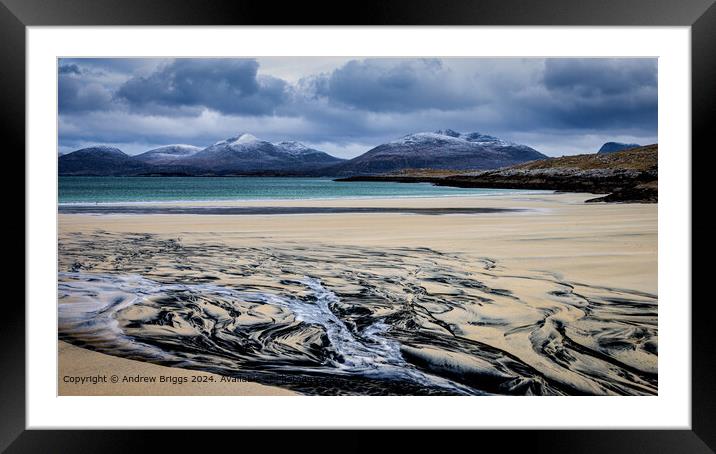 Luskentyre Beach patterns in the sand, Isle of Har Framed Mounted Print by Andrew Briggs