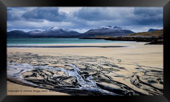 Luskentyre Beach patterns in the sand, Isle of Harris, Scotland Framed Print by Andrew Briggs