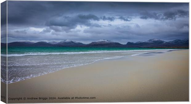 Luskentyre Beach with its Turquoise water, Isle of Canvas Print by Andrew Briggs