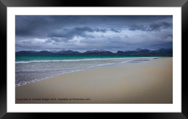 Luskentyre Beach with its Turquoise water, Isle of Harris, Scotland. Framed Mounted Print by Andrew Briggs