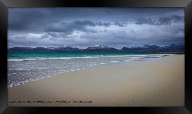 Luskentyre Beach with its Turquoise water, Isle of Harris, Scotland. Framed Print by Andrew Briggs