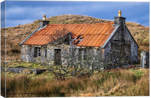 Abandoned croft house on the Isle of Harris, Scotland. Canvas Print by Andrew Briggs