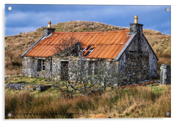 Abandoned croft house on the Isle of Harris, Scotland. Acrylic by Andrew Briggs