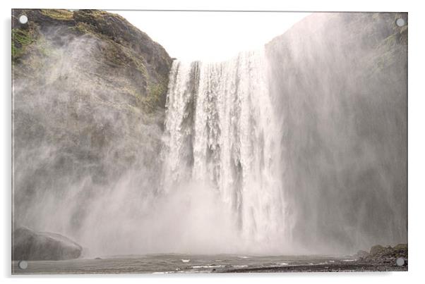 skogafoss waterfall,Iceland Vik,early morning Acrylic by kathy white