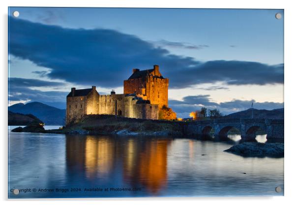 Eilean Donan Castle night shot in the Highlands of Acrylic by Andrew Briggs