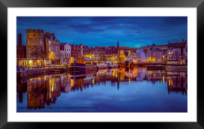 The Shore in Leith, Edinburgh illuminated by night. Framed Mounted Print by Andrew Briggs