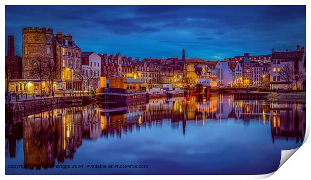 The Shore in Leith, Edinburgh illuminated by night. Print by Andrew Briggs