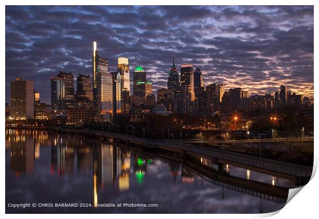 Early morning sunrise over the City of Philadelphia Print by CHRIS BARNARD