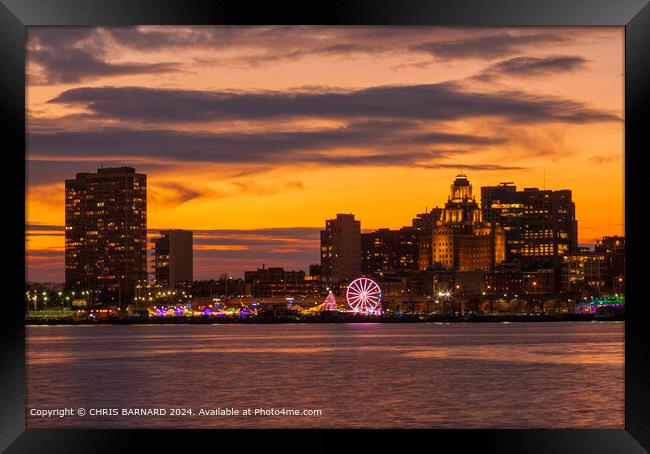 Sunset New Years Eve over the skyline of Philadelphia Pennsylvania Framed Print by CHRIS BARNARD