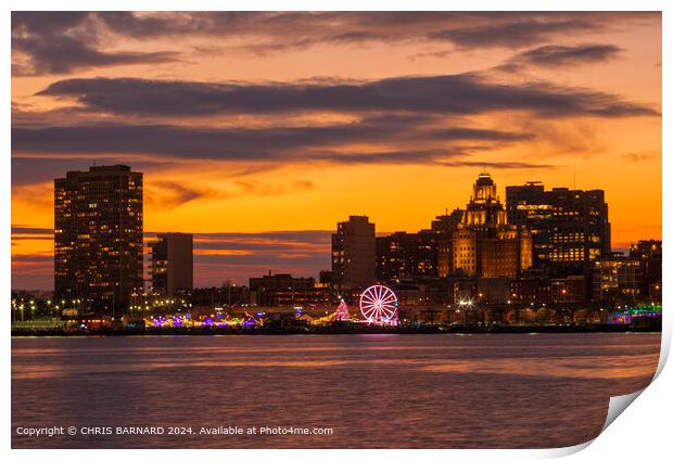 Sunset New Years Eve over the skyline of Philadelphia Pennsylvania Print by CHRIS BARNARD