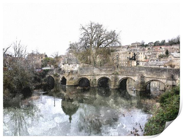 The historic bridge in Bradford on Avon England Print by Steve Painter