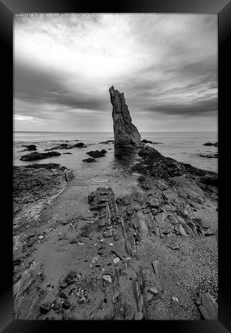 Cullen Beach Moray Monochrome Landscape Framed Print by Derek Daniel