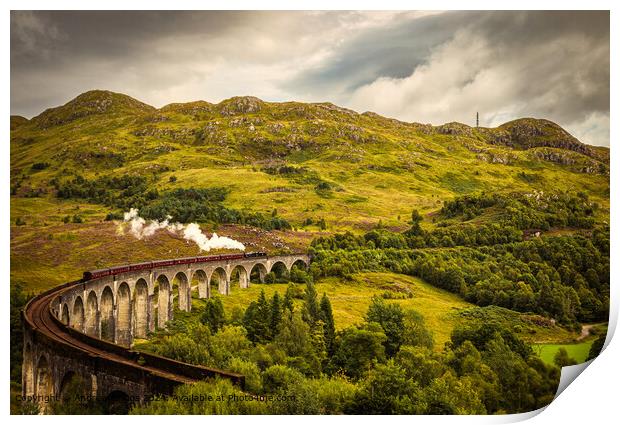 Glenfinnan Viaduct and the Jacobite Express steam  Print by Andrew Briggs