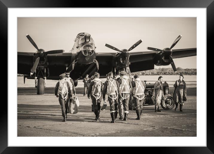 Lancaster Bomber Crew Sepia Framed Mounted Print by J Biggadike