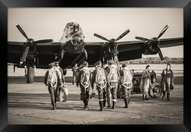 Lancaster Bomber Crew Sepia Framed Print by J Biggadike