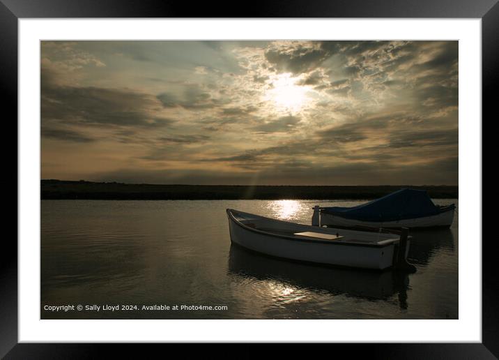 Blakeney boats sunset  Framed Mounted Print by Sally Lloyd