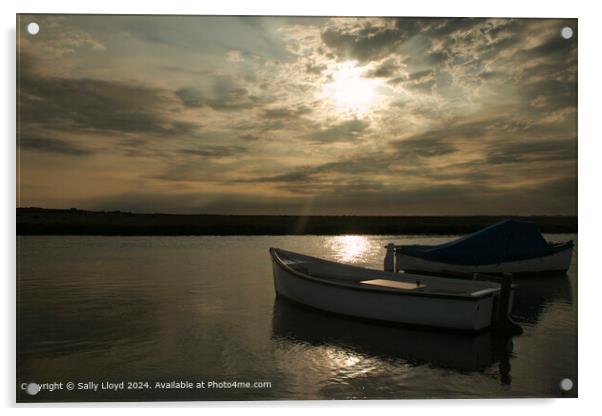 Blakeney boats sunset  Acrylic by Sally Lloyd