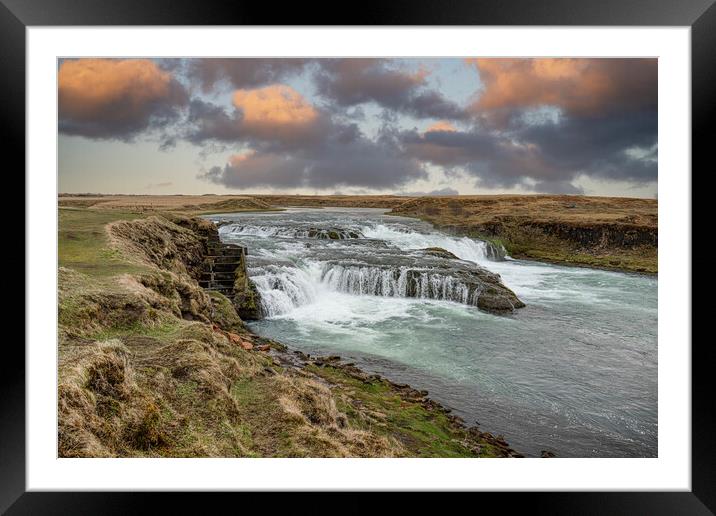 Aegissidufoss waterfalls, near Hella Iceland Framed Mounted Print by kathy white