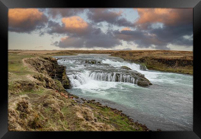 Aegissidufoss waterfalls, near Hella Iceland Framed Print by kathy white